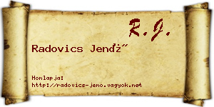 Radovics Jenő névjegykártya