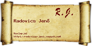 Radovics Jenő névjegykártya